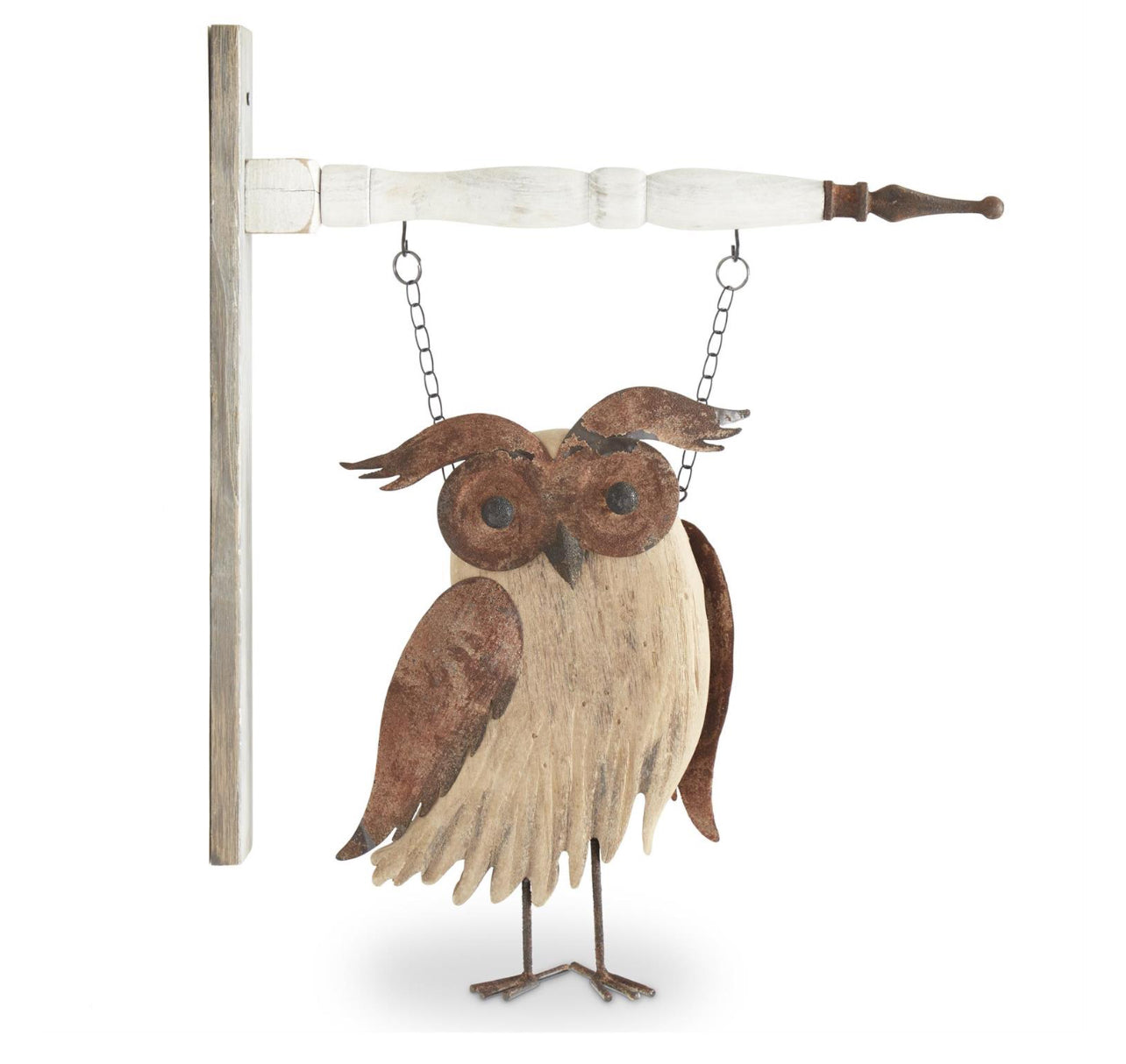 13.25 INCH WOOD & RUSTY METAL OWL ARROW REPLACEMENT