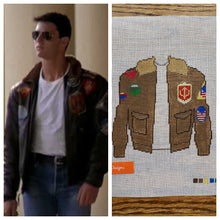 Load image into Gallery viewer, “TOP GUN FLIGHT JACKET”,  5” square on 18 mesh

