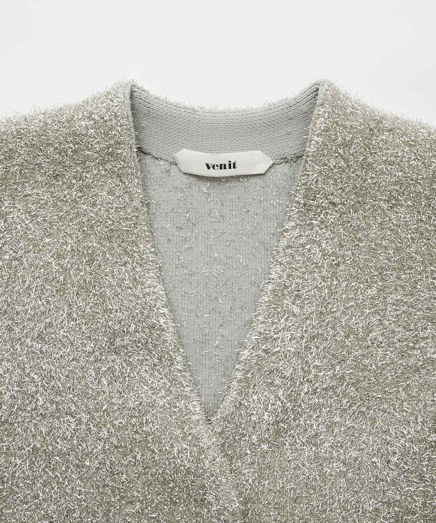 venit for ADAM ET ROPE'】Metallic Shaggy Cardigan ｜ ADAM ET ROPE