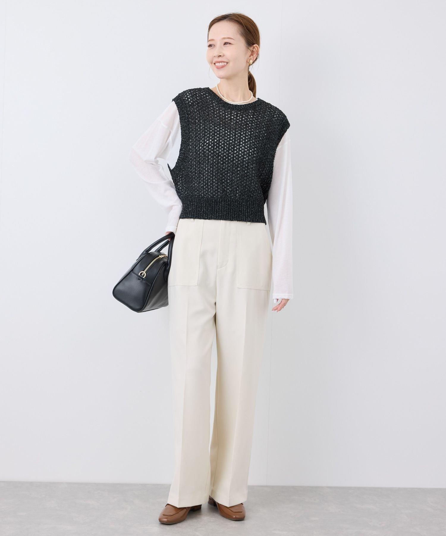 透かし編みラメニットベスト ｜ ROPE' PICNIC ロペピクニック