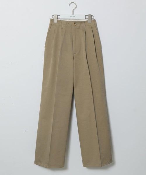 BIOTOP / WOMENS【AURALEE】WASHED FINX CHINO WIDE TUCK PANTS 