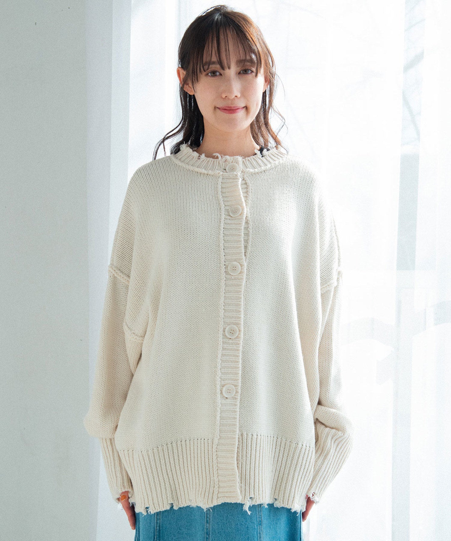 VINTAGE Bulky Knit Cardigan ダメージ加工カーディガン - カーディガン