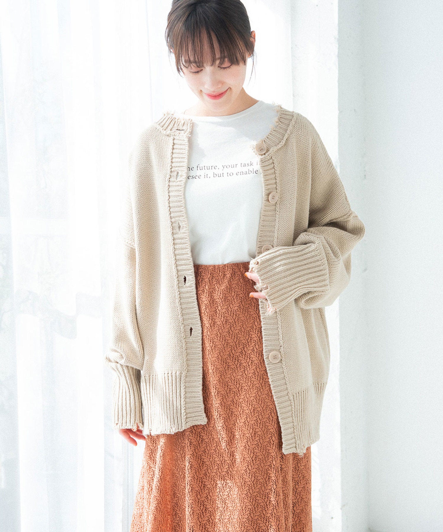 VINTAGE Bulky Knit Cardigan ダメージ加工カーディガン - カーディガン