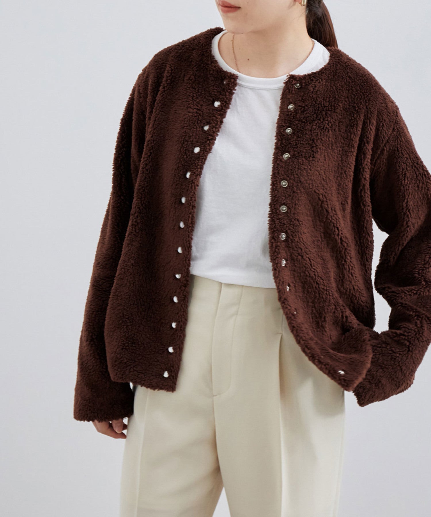 agnes b. pour ADAM ET ROPE'】ボア CARDIGAN PRESSIONS ｜ ADAM ET 