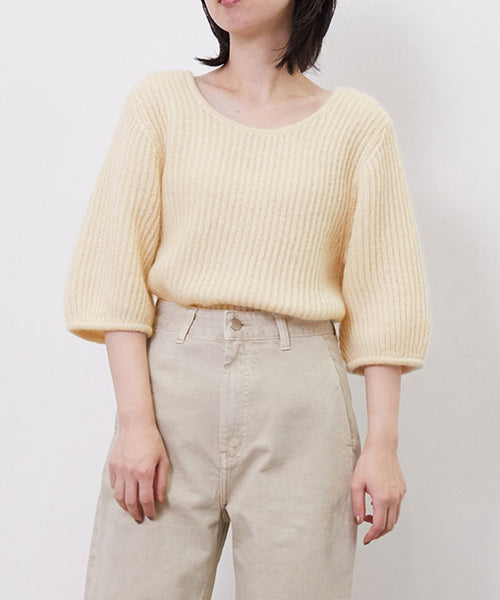 ADAM ET ROPÉ FEMME / 【AMOMENTO】KID MOHAIR HALF SLEEVE PULLOVER