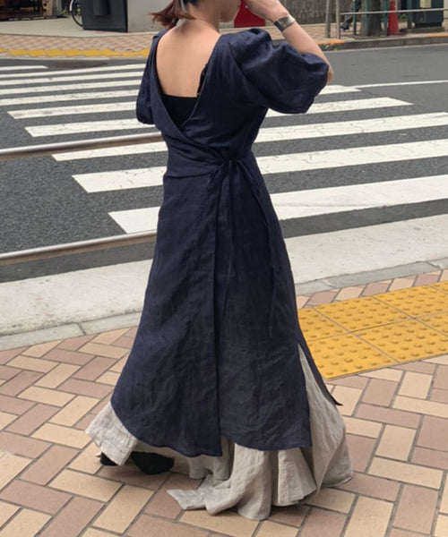 【即購入◎】新品　SALON_Y　Linen 2Way Dress　ネイビー
