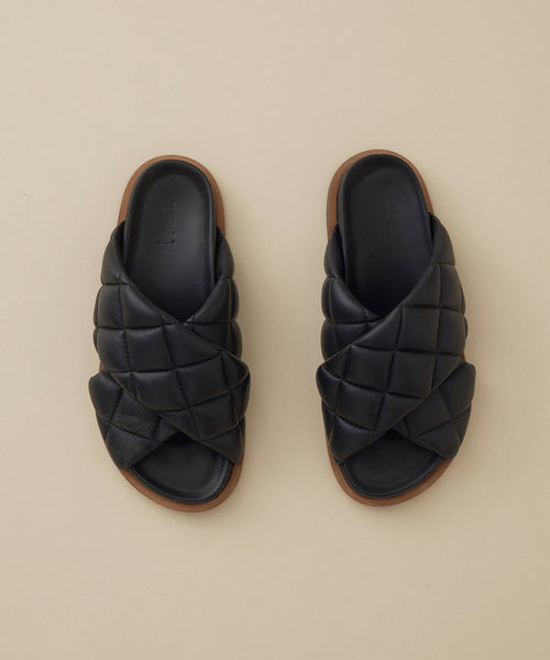 ADAM ET ROPÉ FEMME / 【JVAM】PADDED QUILTED TED CROSS STRAP SLIDER