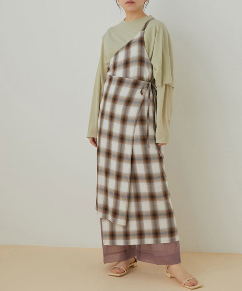 ADAM ET ROPÉ FEMME / 【PHEENY】Rayon ombre check apron dress