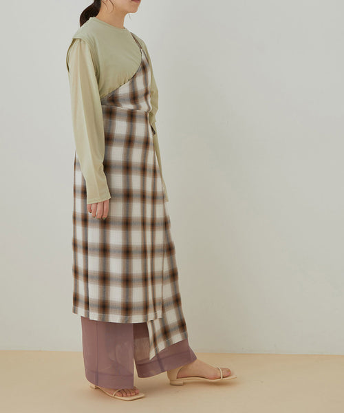 ADAM ET ROPÉ FEMME / 【PHEENY】Rayon ombre check apron dress