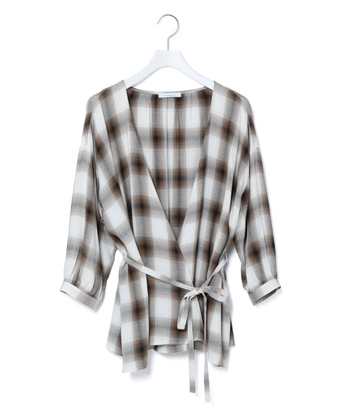 ADAM ET ROPÉ FEMME / 【PHEENY】Rayon ombre check cache-coeur shirt