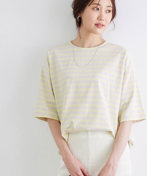 ROPÉ PICNIC / 【ラク美Tee】【TRUE COTTON】ボーダーハーフスリーブＴ