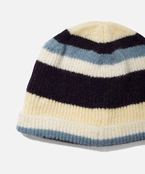 Striped Three Star Logo Mohair Beanieブラック