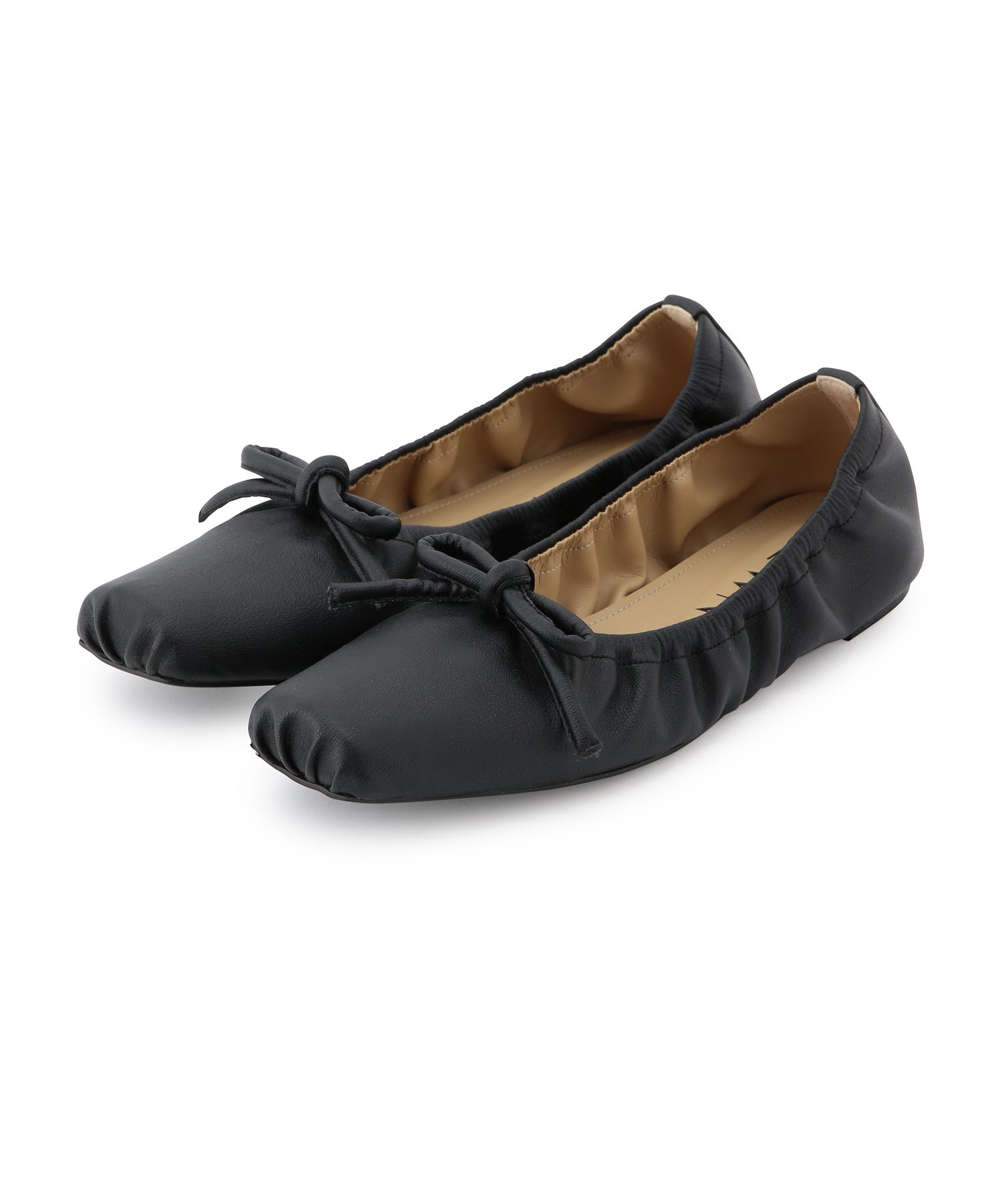 公式サイト限定】【HEWN】Sq gather ballet flats Yellow/Black｜J