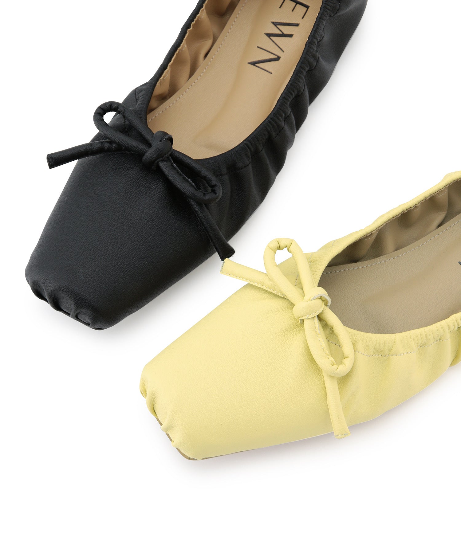 公式サイト限定】【HEWN】Sq gather ballet flats Yellow/Black｜J