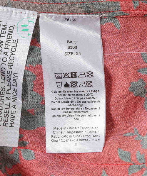 ガニー Printed Crepe SKIRT ラップスカート ロング 34 赤