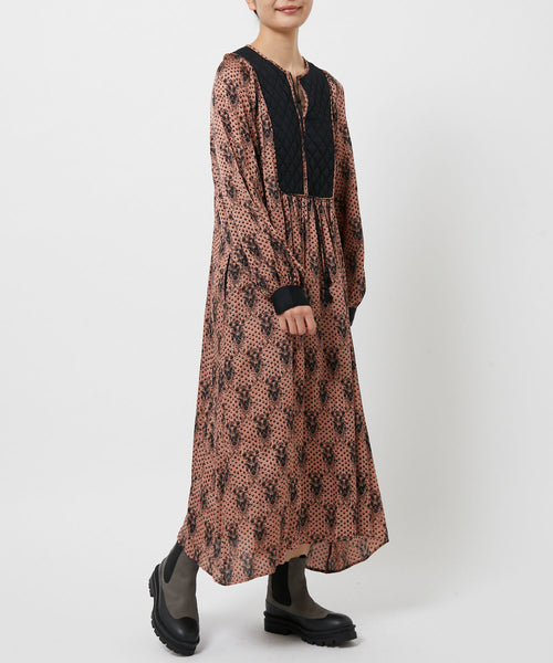 即 完売MODAL SATIN ETHNIC PRINT DRESS ヌキテパ - ロングワンピース