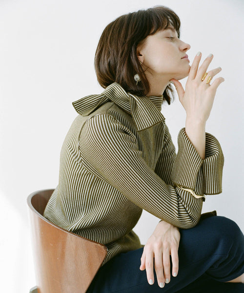 ADAM ET ROPÉ FEMME / 【PHEENY】Stripe smooth bowtie knit (トップス