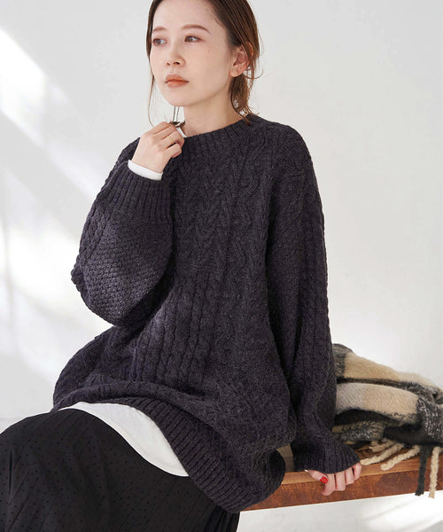 ROPÉ PICNIC / 【WEB限定】パッチワークケーブルニットプルオーバー