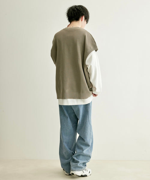 JUNRed / こめ×JUNRed 2Bライトルーズニットスリットベスト (トップス