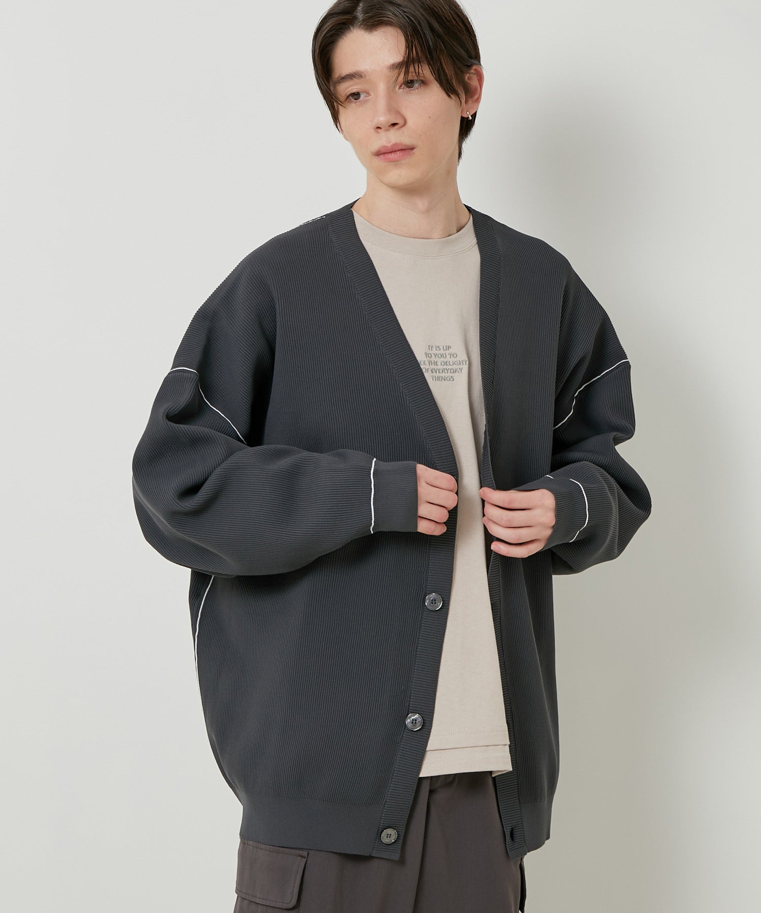 Acne Studios カーディガン エルボーパッチ オーバーサイズ グレー