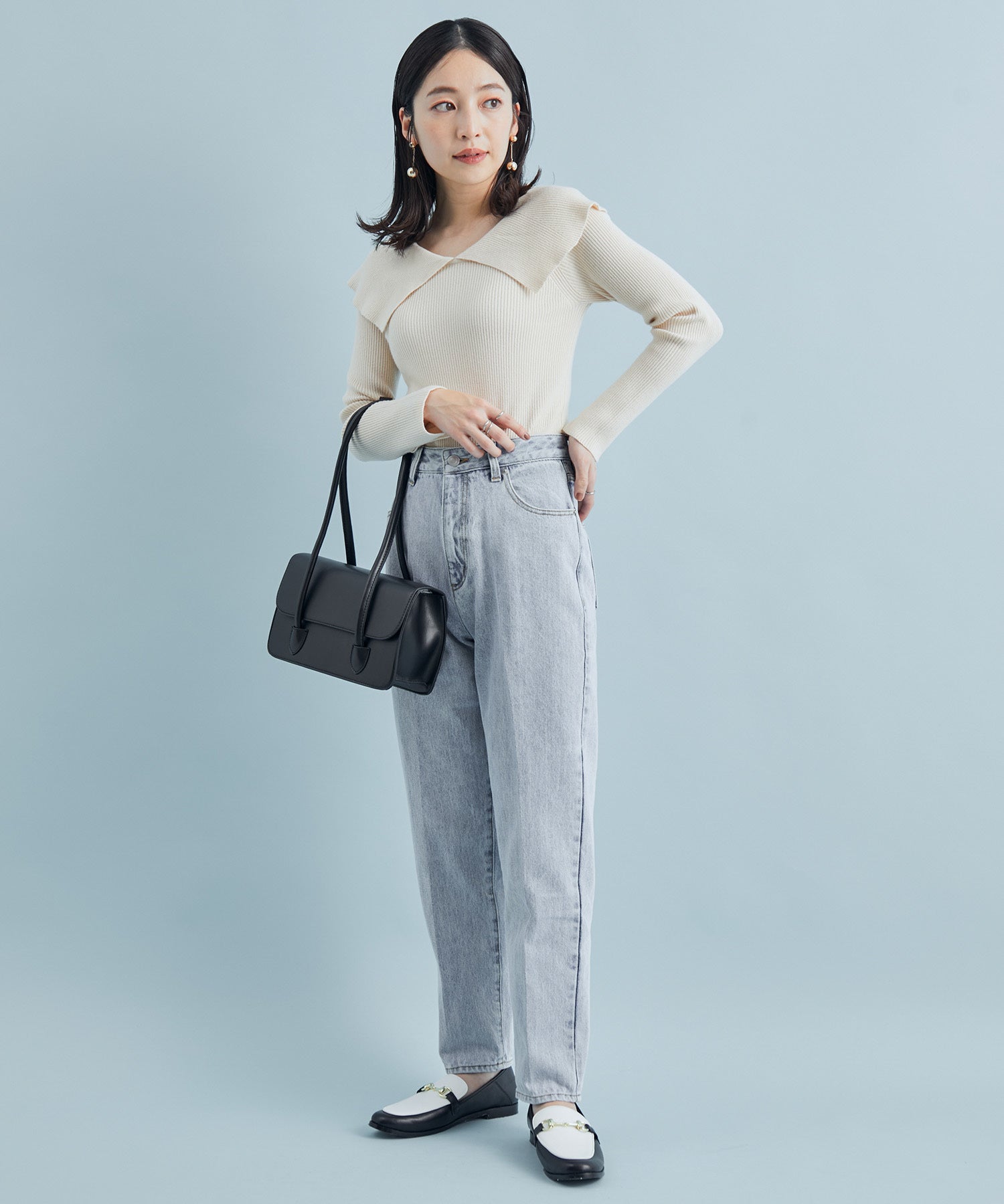 ボーダー＆無地ビッグカラーニット｜J'aDoRe JUN ONLINE OUTLET