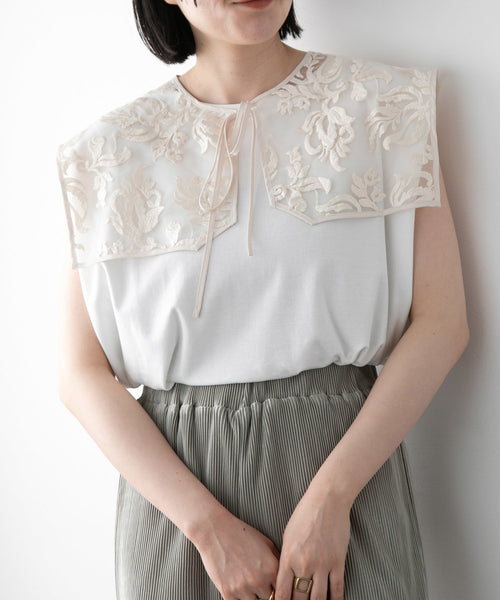 VIS / 付け衿×スムースフレンチTシャツ (トップス / Tシャツ