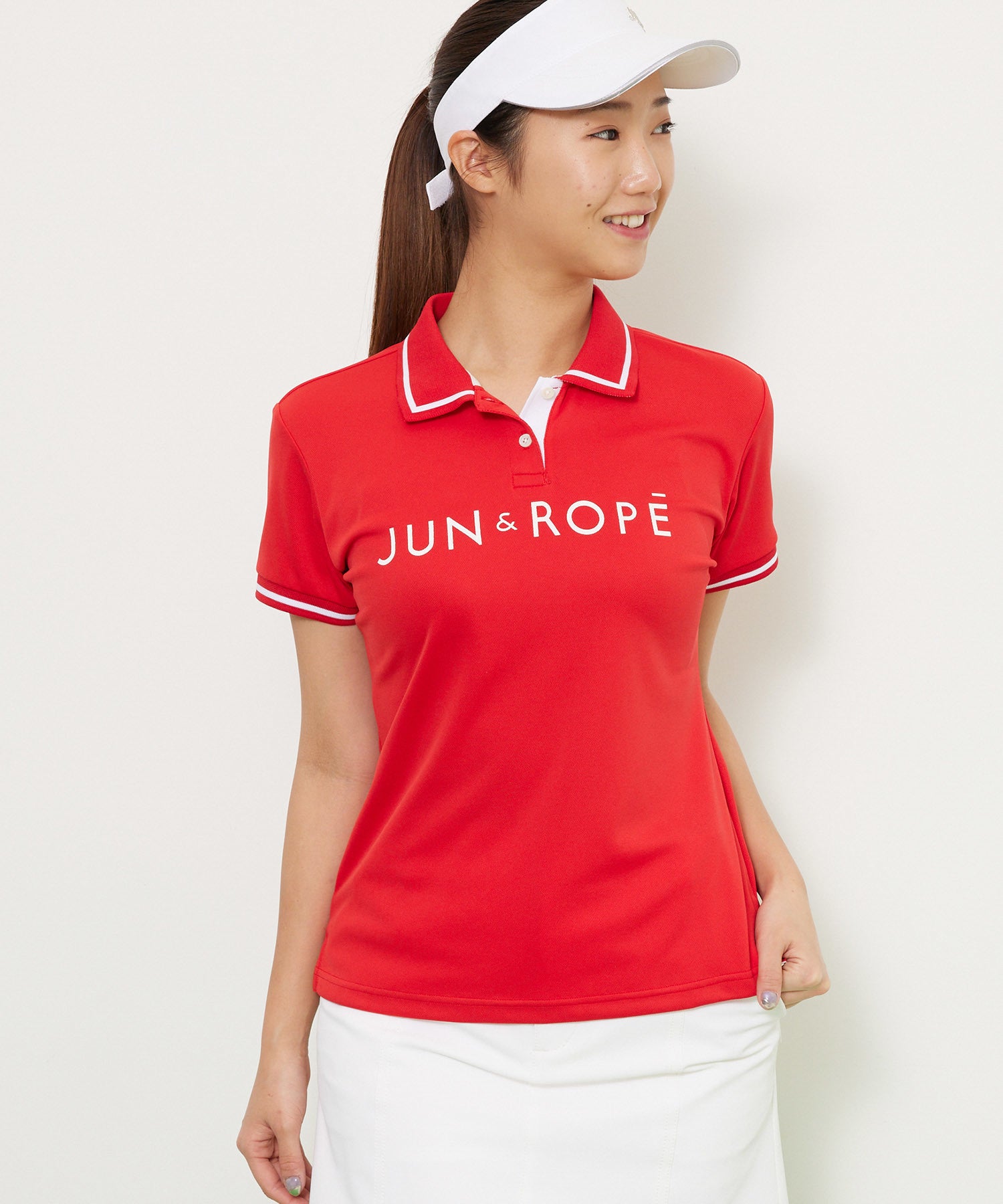 JUN&ROPÉ / 【UV】【吸水速乾】配色リブフロントロゴ半袖ポロシャツ