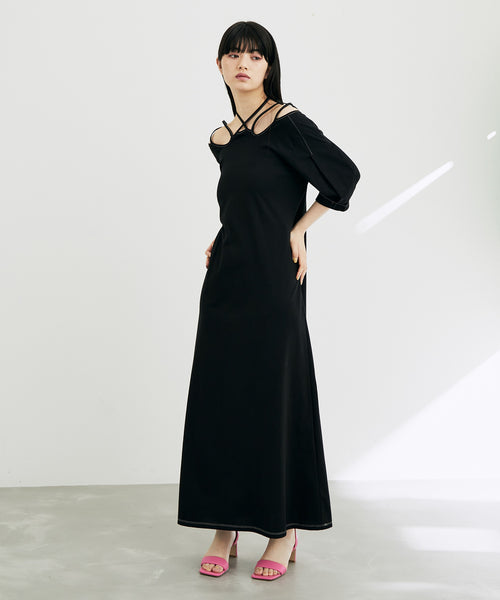 最新情報 lvy ミューラル MURRAL half dress sleeve ロングワンピース