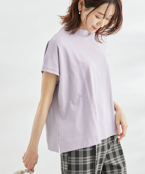 ROPÉ PICNIC / ラク美tee/TRUE COTTONモックネックフレンチスリーブ