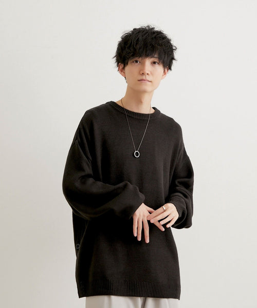 JUNRed / こめ×JUNRed サイドボタンルーズニットプルオーバー