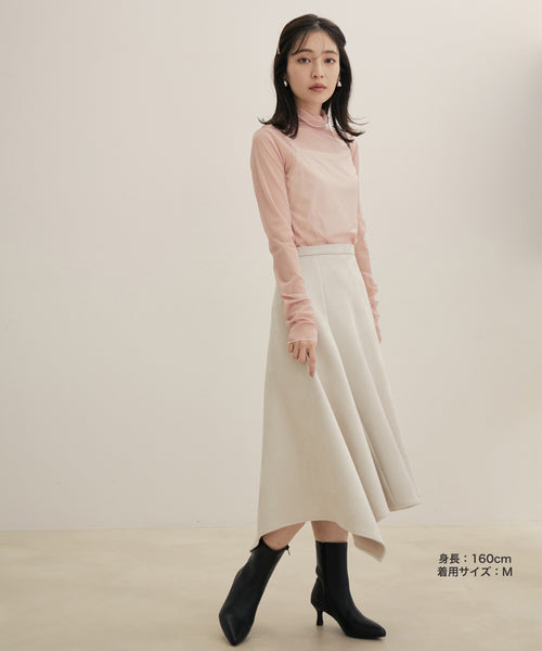 【MECRE】メクル　エコスウェードパネルファスナースカートスカート