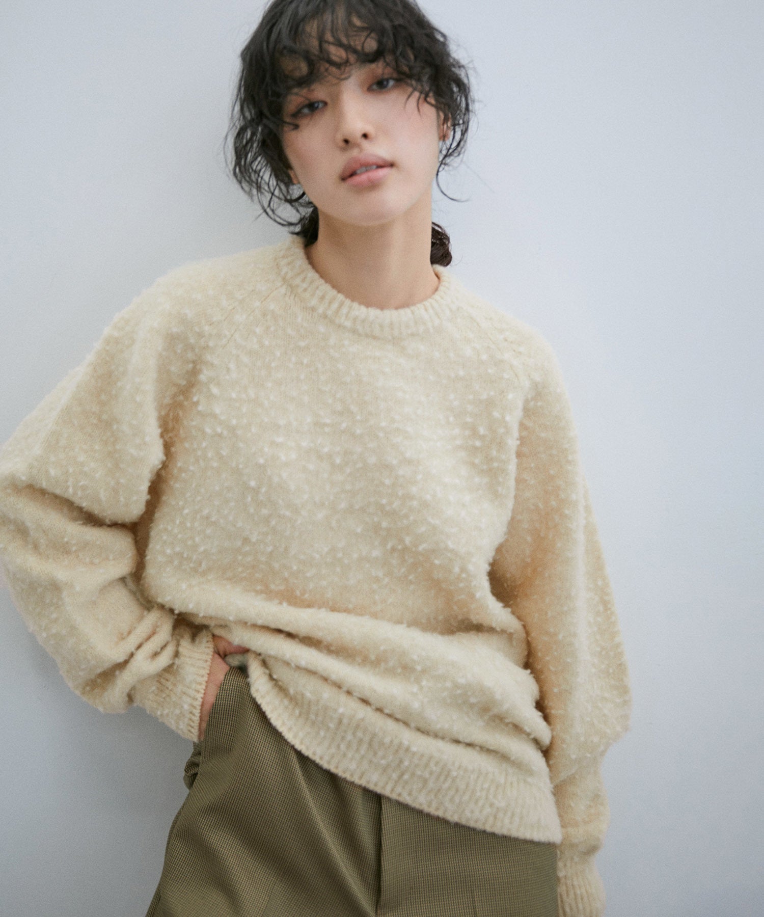 カーキ×インディゴ BATONER NEP CREW NECK PULLOVER - 通販 - www