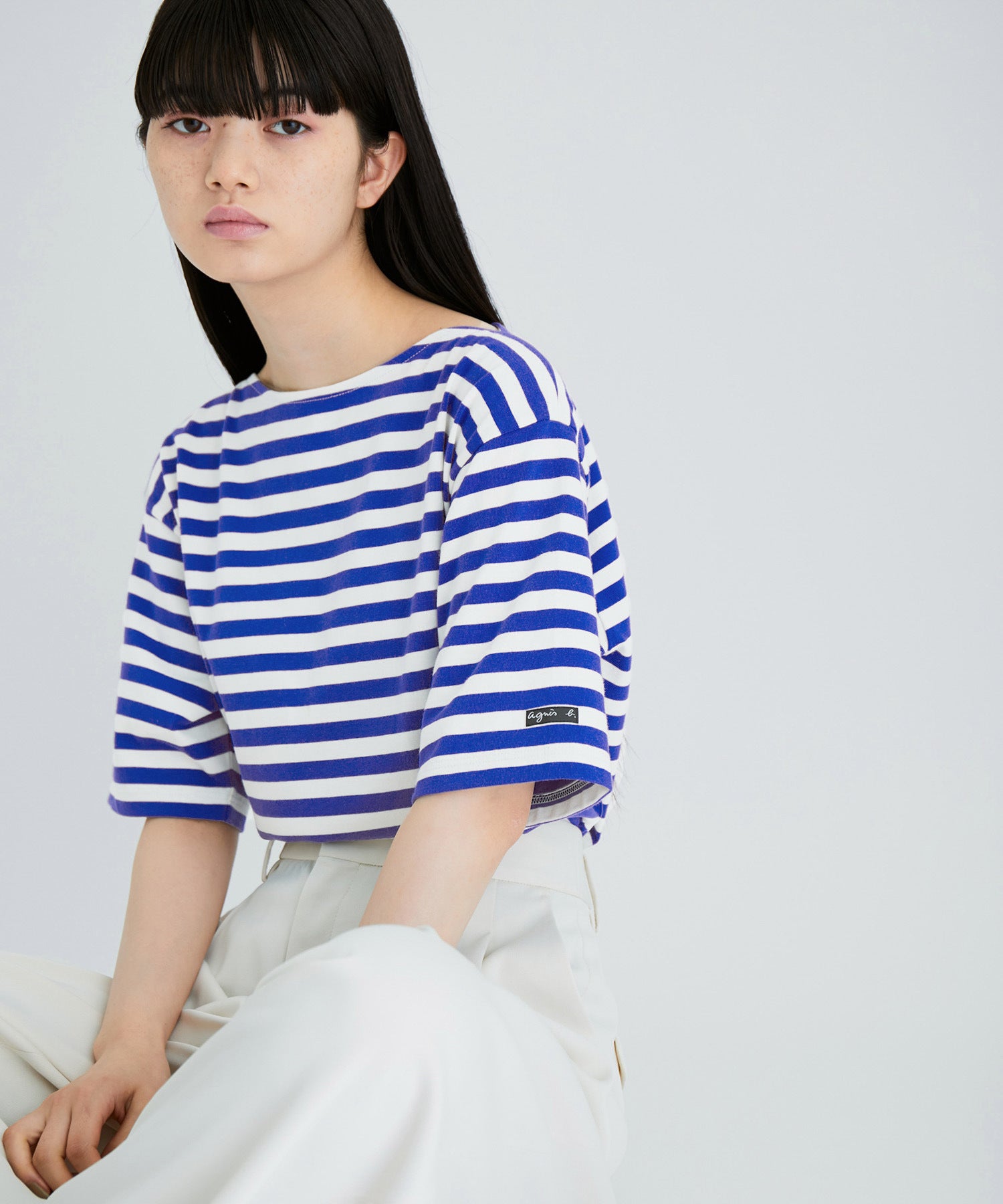 agnes b. pour ADAM ET ROPE'】ハーフスリーブ ボーダーTシャツ ...