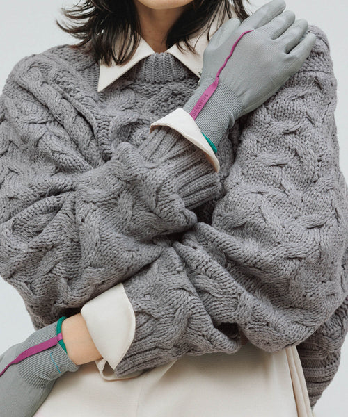 Lサイズ Patchwork Cable Knit Cardigan