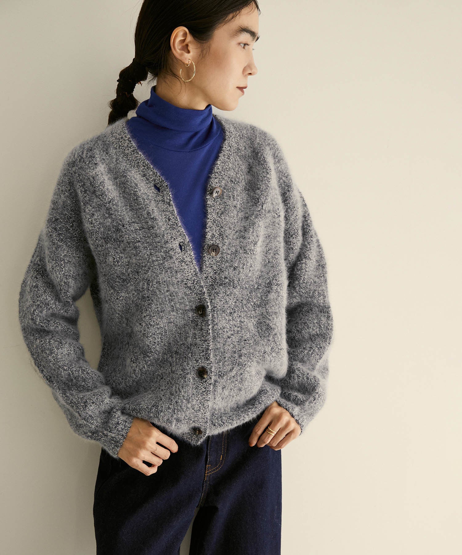 フラワープリント 新品 BATONER バトナーカーディガン FOX-WOOL