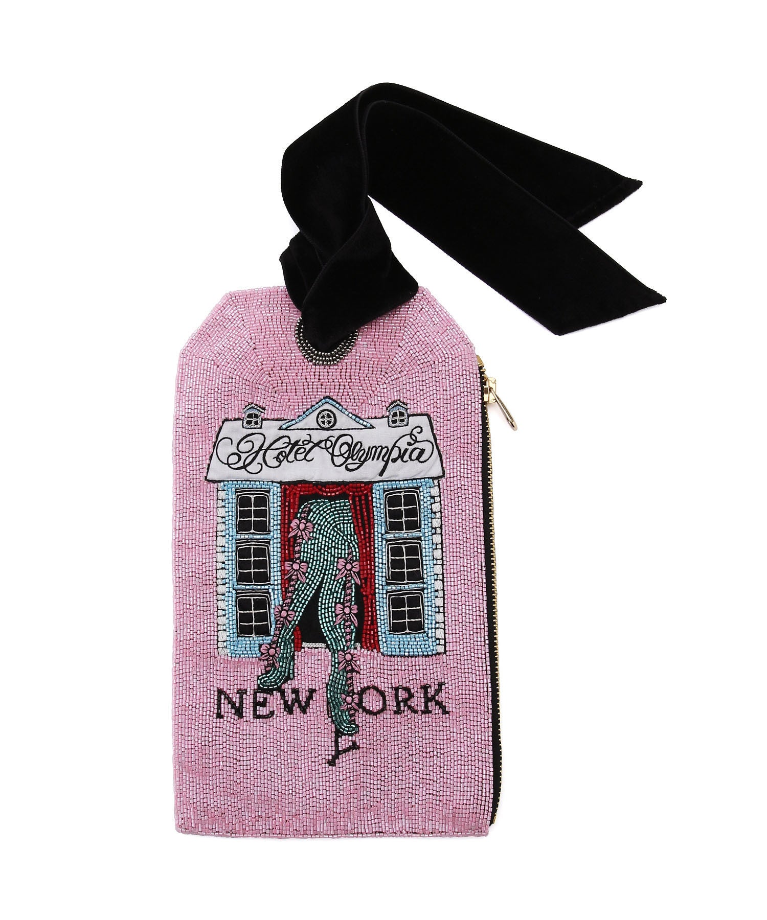 HOTEL OLYMPIA/ホテルオランピア】 Pink Luggage Tag Bag ピンク