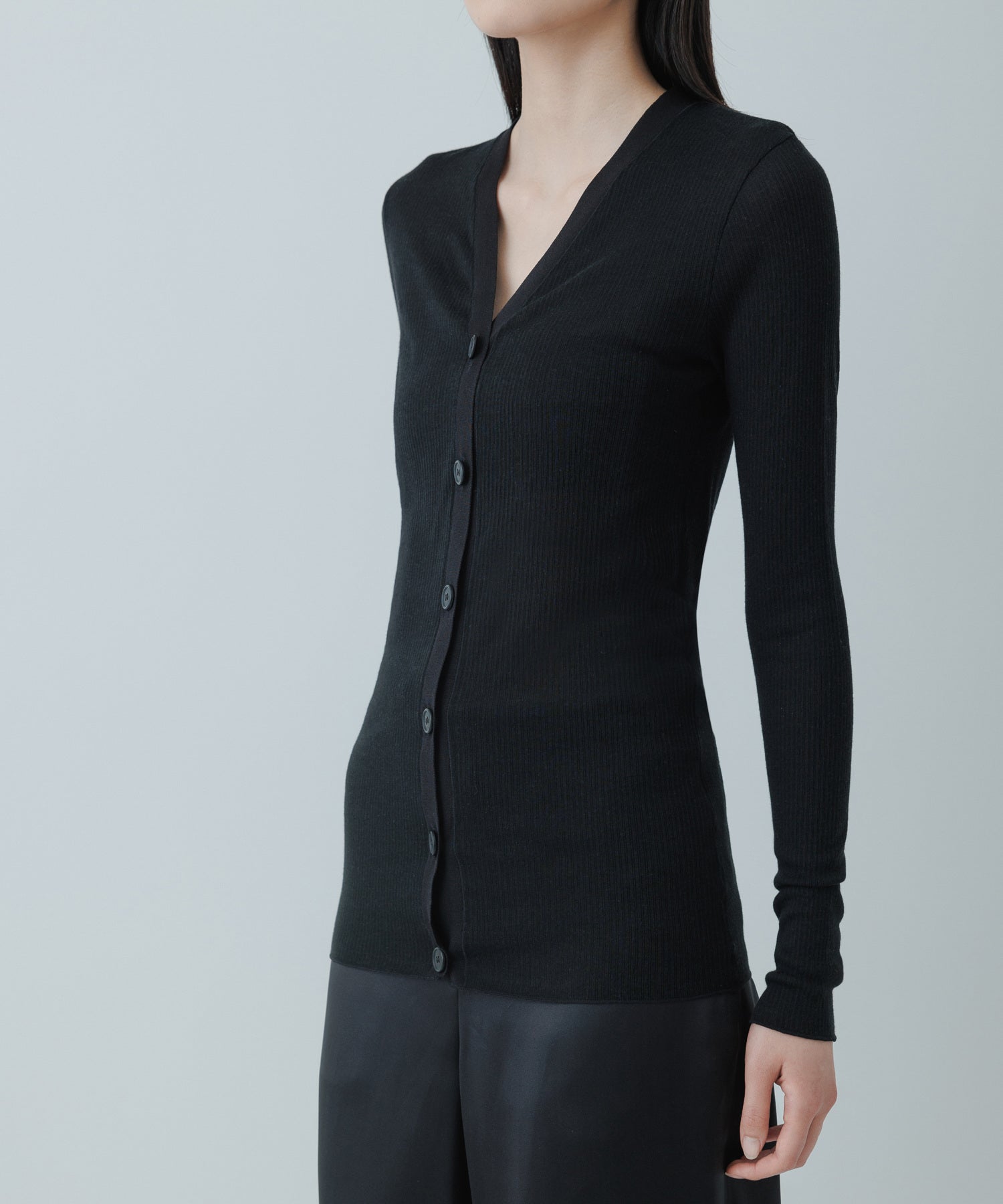 yo biotop sheer rib short cardigan black | angeloawards.com