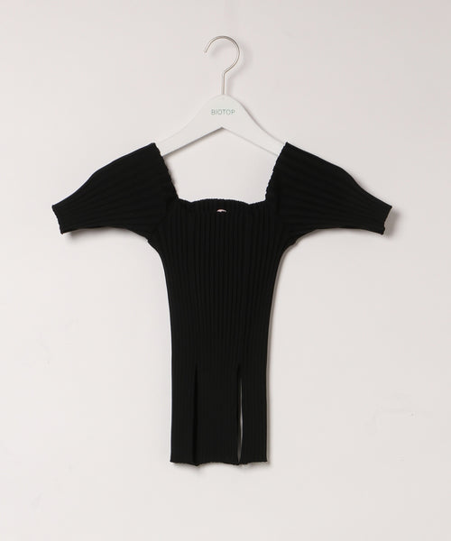 BIOTOP / WOMENS【FETICO】RIB KNIT SLIT TOP (トップス / その他