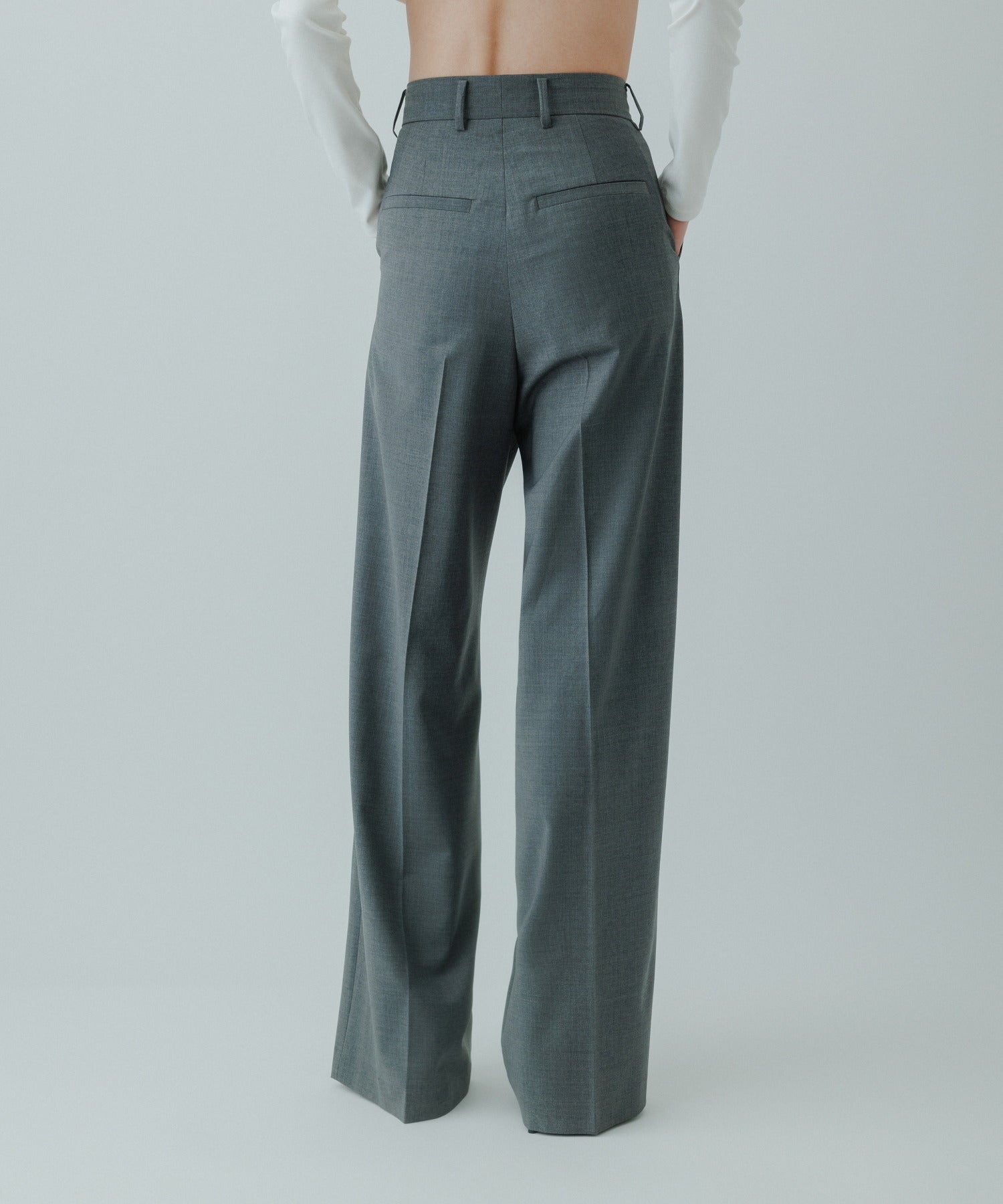 yo Biotop high waist slacks gray - カジュアルパンツ