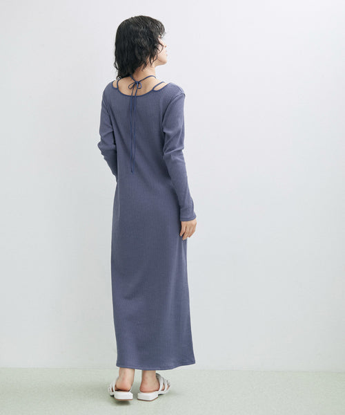 meer.shirring frilled dress ワンピースロングワンピース