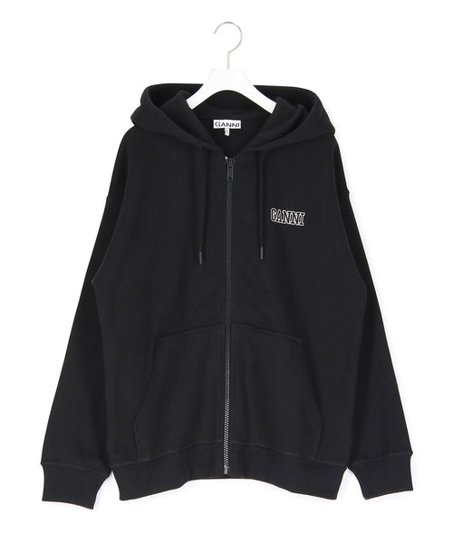 優秀》GANNI》OVERSIZED ZIP HOODIE パーカー ガニー 黒