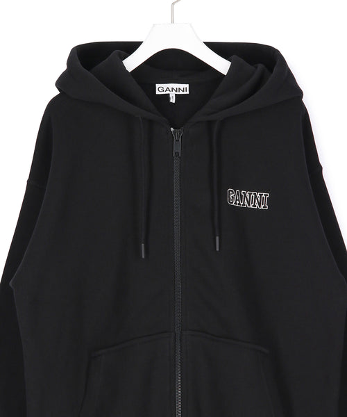 SUIの商品一覧はこちらから優秀》GANNI》OVERSIZED ZIP HOODIE パーカー ガニー 黒