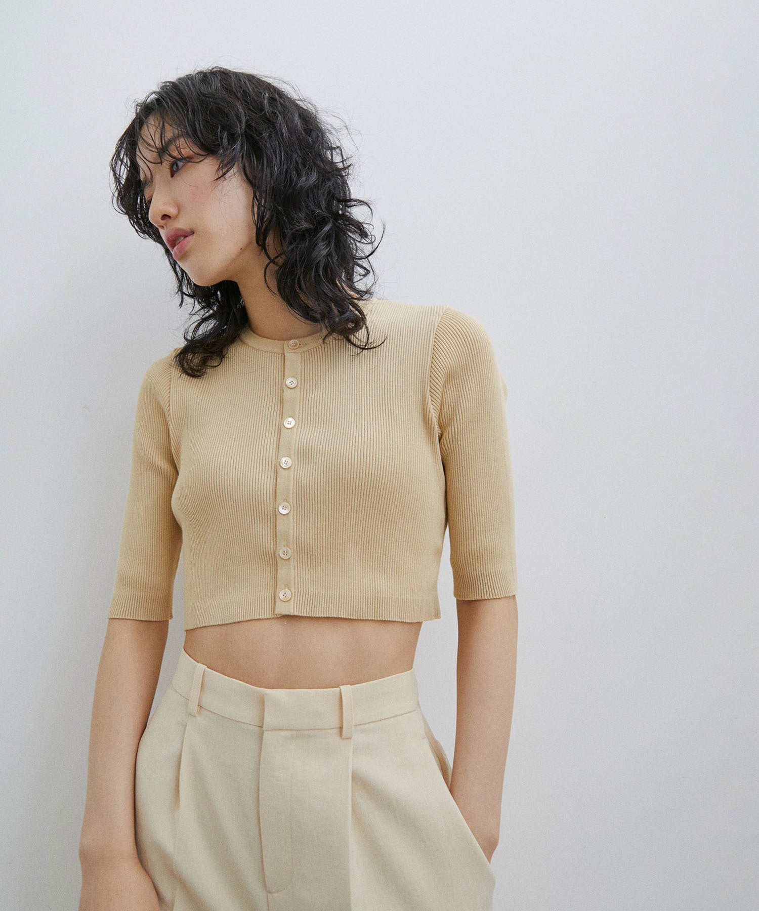 公式サイト限定】【AURALEE】GIZA HIGH GAUGE RIB KNIT SHORT CARDIGAN 