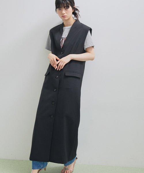 菜々洋服phlime jacquard vest op ベストワンピース - ロングワンピース