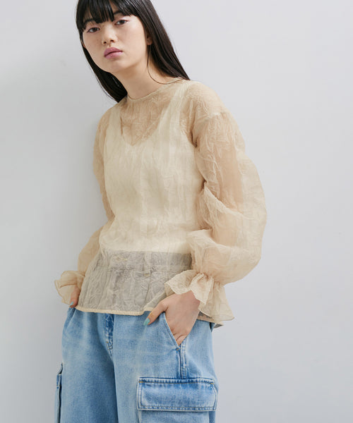 SHRINK PUFF SLEEVE KNIT TOP