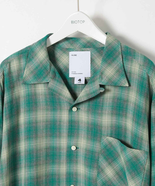 ADAM ET ROPÉ HOMME / MENS【ALONE】Rayon Shirt Check Long GRN