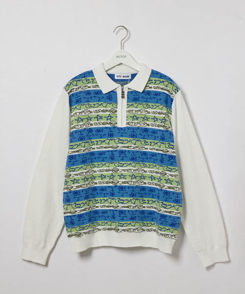 ADAM ET ROPÉ HOMME / MENS【TTT_MSW】graffiti knit polo (トップス