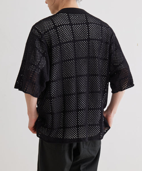 ADAM ET ROPÉ HOMME / 【WEB限定】透かし編み クロシェ ニット シャツ