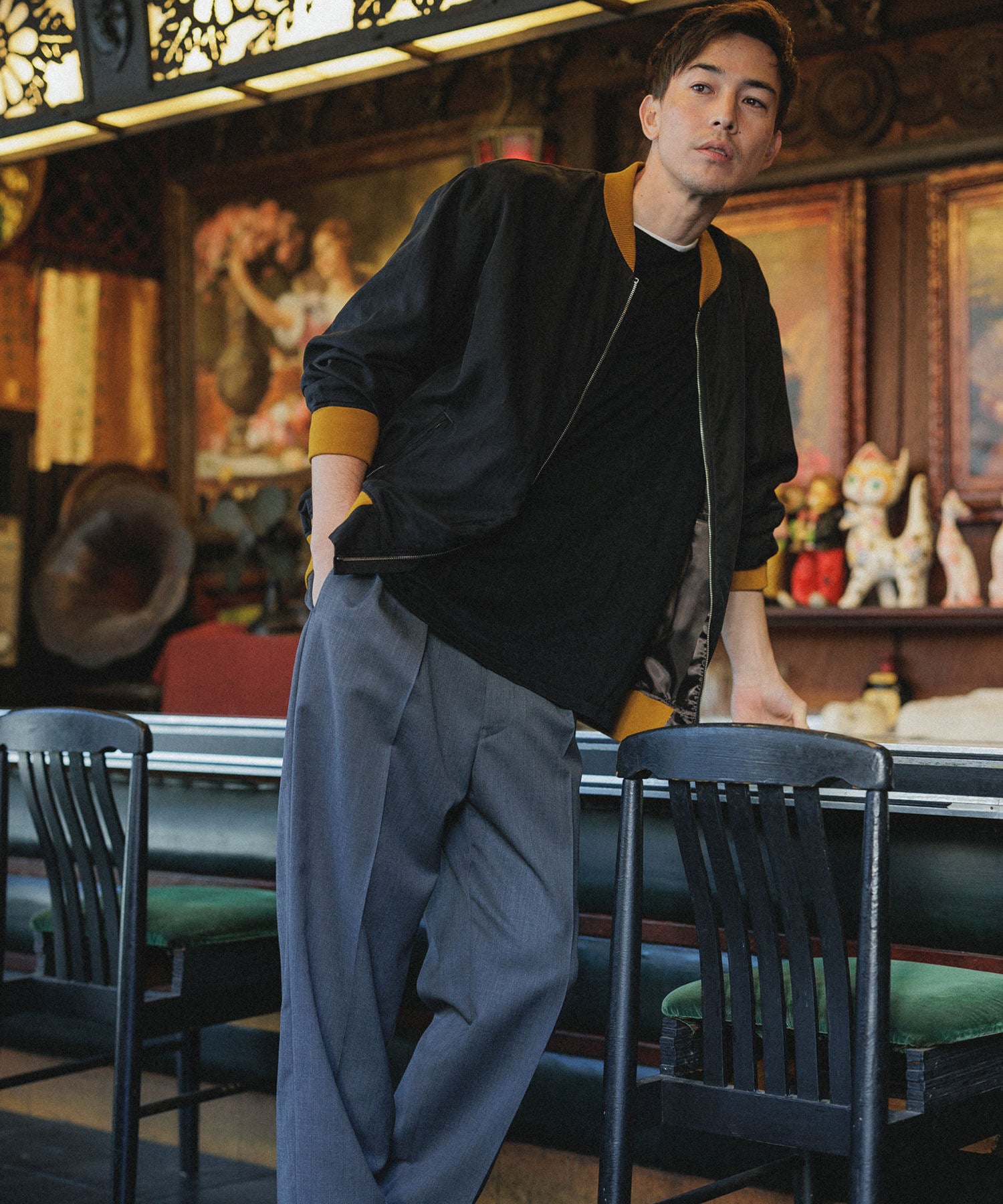 美品ジルサンダー サマーウール パンツ スラックス ノータック ワイドシルエット305cm裾幅