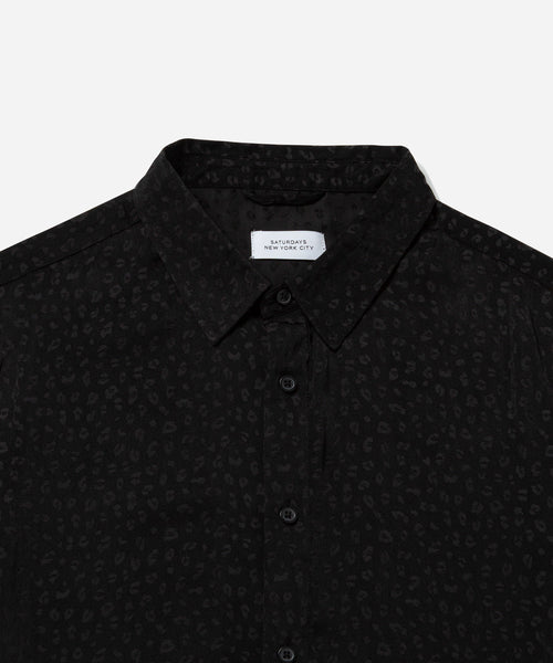 Saturdays NYC / Bruce Leopard Jacquard Short Sleeve Shirt